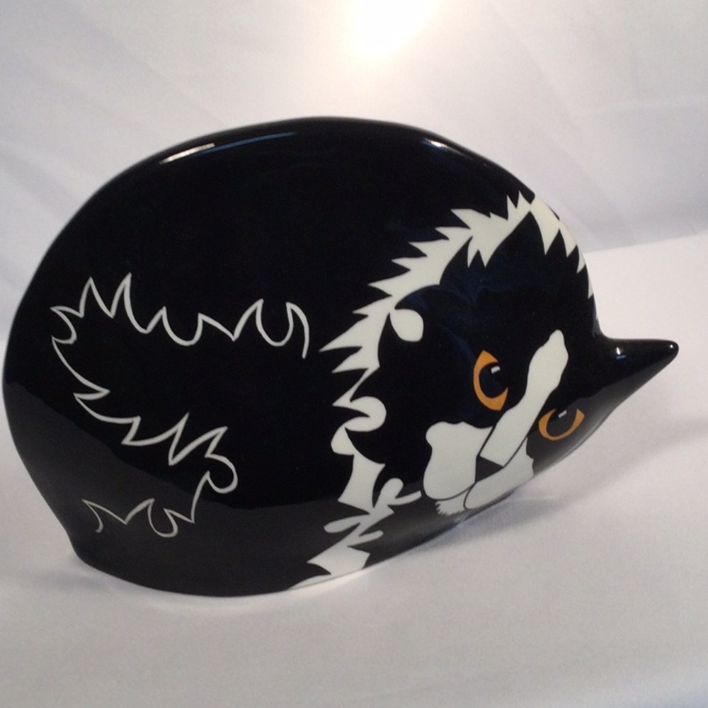 Cats by Nina Lyman Tuxedo Pottery Ceramic Planter or Vase